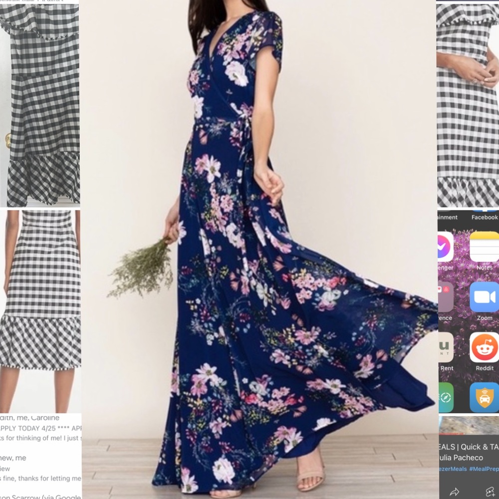 Yumi Kim Navy Floral Wrap Dress, size M.